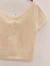 SWAYING 25 Early Autumn Shoulder Hollow Short Sleeve Knit Cardigan SW-SW25PF1T10C1-MB Off-white